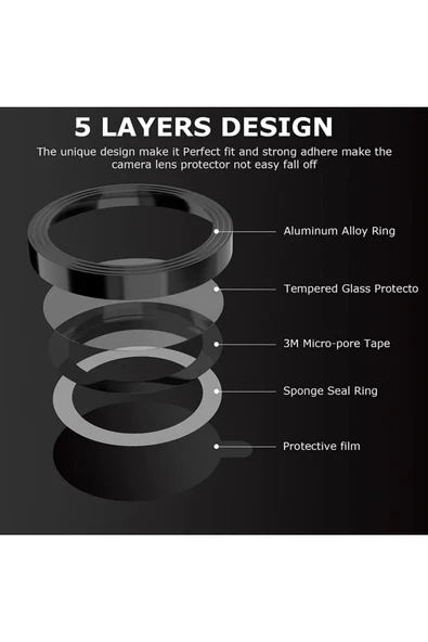 ERMER iphone 11 Uyumlu Kamera Lensi Koruma Camı Safir Metal Çerçeveli HD Gökkuşağı Koruma Lensi - 4