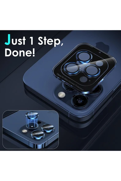 inteknoloji iPhone 15 Pro Max / 15 Pro Uyumlu Safir Kamera Koruyucu Gerçek Cam Metal Kamera Lens Koruyucu - 2