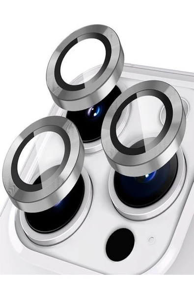 ERMER iphone 11 Pro Max Uyumlu Kamera Lensi Koruma Camı Safir Metal Çerçeveli HD Gri Koruma Lensi - 1