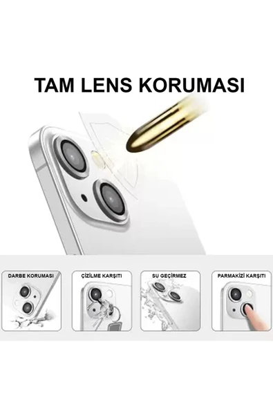 kalimera iPhone 14-14 Plus ile Uyumlu Premium Ultra Darbe Önleyici Safir Kamera Lens Koruyucu - 3