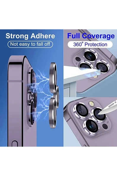 ERMER iphone 11 Pro Max Uyumlu Kamera Lensi Koruma Camı Safir Metal Çerçeveli HD Gri Koruma Lensi - 7