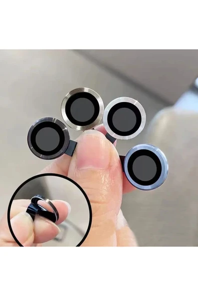 ERMER iphone 11 Pro Max Uyumlu Kamera Lensi Koruma Camı Safir Metal Çerçeveli HD Gri Koruma Lensi - 3