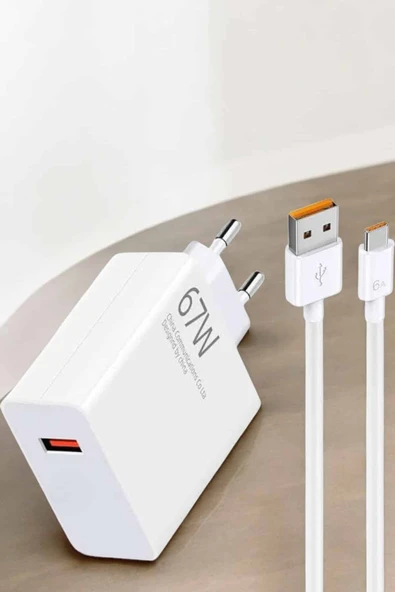 Şarj Aleti 67W Hızlı Şarj Turbo Type-C Uyumlu Şarj Adaptörü Kablosu - Resim 3