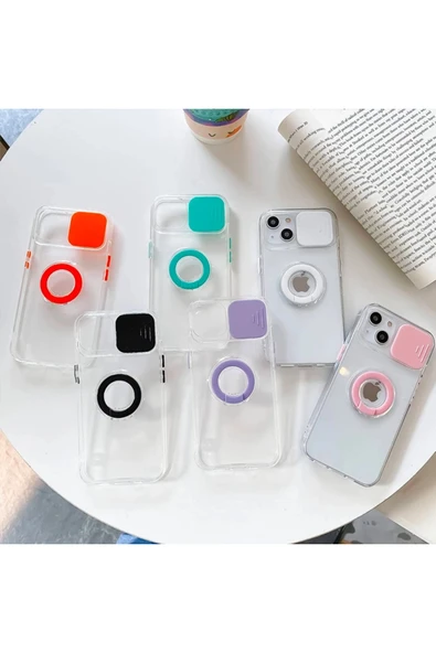 Akman Ally iPhone 13 6.1 inç Kılıf Sürgülü Kamera Lens Korumalı Yüzük Standl? - ACL6206307-9980 - Resim 3