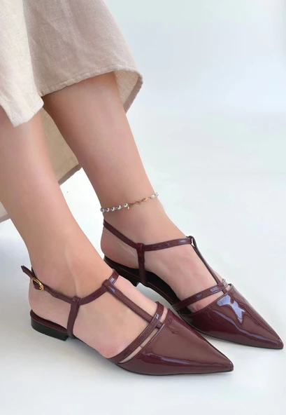 BİÇOMİ Canca Bordo Rugan Babet Ayakkabı ürün görseli