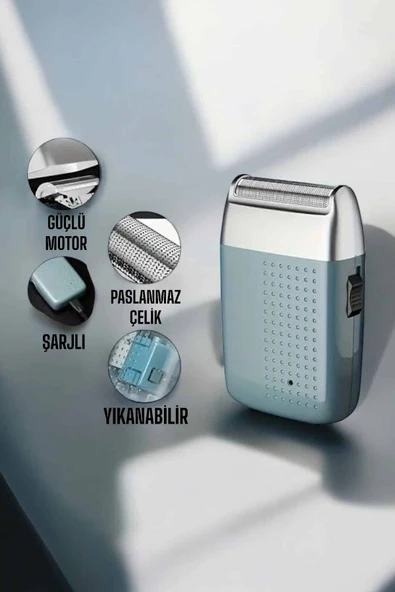 tıraş makinesi Sinek Kaydı Paslanmaz Çelik Taşınabilir Şarjlı - Resim 3