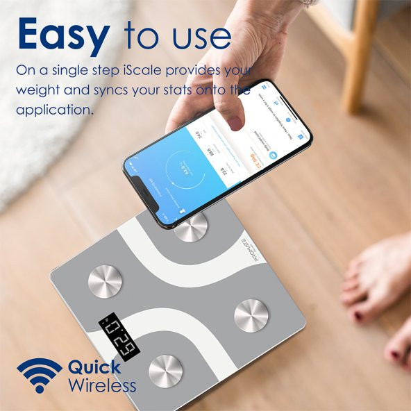 Dijital Baskül Hassas Akıllı Vücut kitle indeksi Ölçer - Promate ISCALE - Resim 5