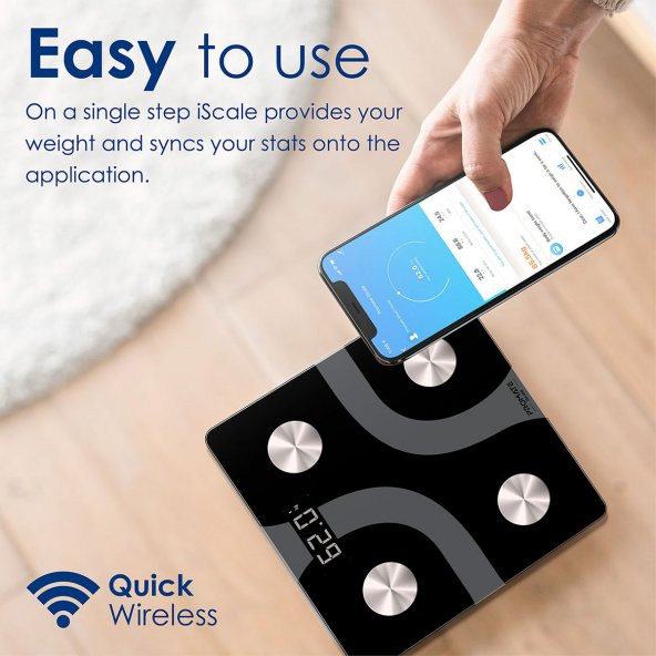 Dijital Baskül Hassas Akıllı Vücut kitle indeksi Ölçer - Promate ISCALE - Resim 11