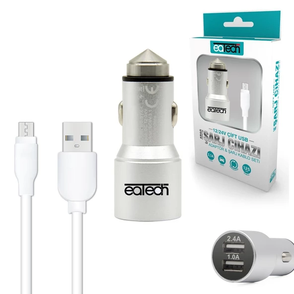 Eatech Araç Şarj Mıcro Çift Usb Metal 3.1 Amper - 2