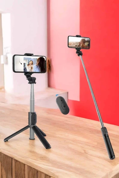 Kumandalı Tripod Telefon Tutucu Selfie Çubuğu 360 Derece Dönebilen - 5