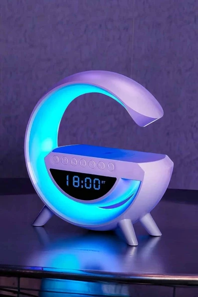 Bluetooth Hoparlör 15W Kablosuz Hızlı Şarj LED Gece Lambası - 3
