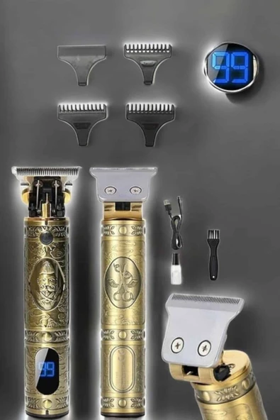 Tıraş Makinesi Şarjlı Profesyonel Saç Kesme Makinesi Gold Çizik Tıraş - 4