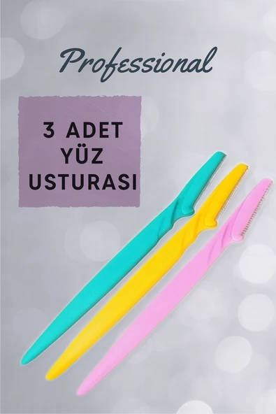 Professional 3 Adet Yüz Jileti Kaş Usturası