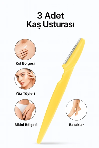 Professional 3 Adet Yüz Jileti Kaş Usturası - 4