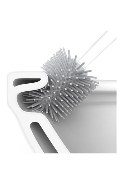 SAS Silikon Wc Tuvalet Banyo Fırçası Klozet Fırçası Oval Gri - 2