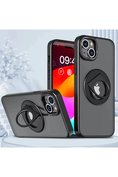 Akman ALLY iPhone 15 İçin Magsafe Uyumlu Yüzük Standlı Manyetik Silikon Kılıf-( - ACL6205829-5074 ürün görseli
