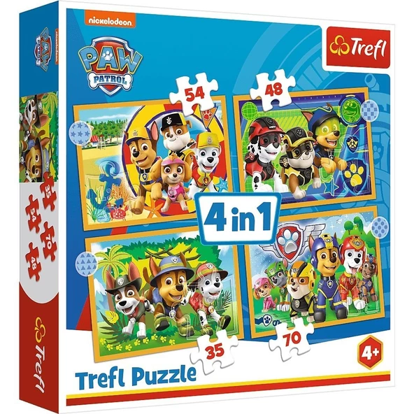 Paw Patrol 4'lü Kutulu Puzzle/Yapboz (35+48+54+70'parça)