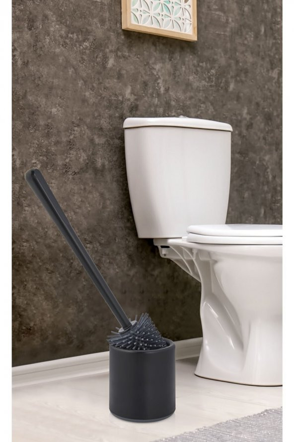 SAS Silikon Wc Tuvalet Banyo Fırçası Klozet Fırçası Oval Siyah