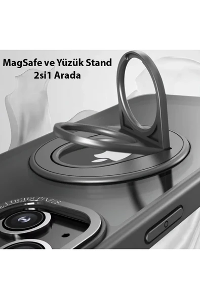 Akman ALLY iPhone 14 - iPhone 13 İçin Magsafe Uyumlu Yüzük Standlı Manyetik Silik - ACL6207375-2268 - Resim 4