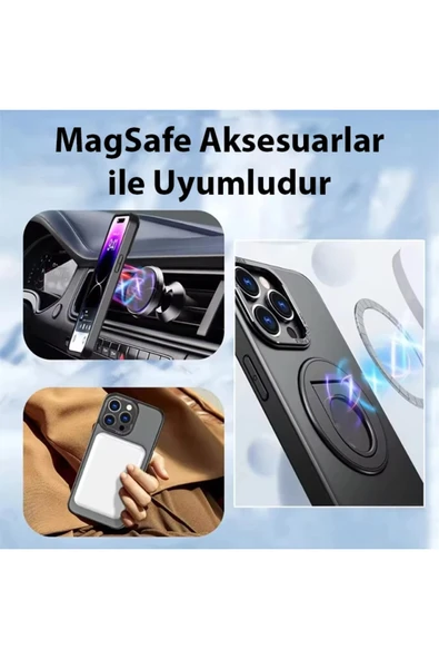 Akman ALLY iPhone 14 Pro Max İçin Magsafe Uyumlu Yüzük Standlı Manyetik Silikon K - ACL6204970-2455 - Resim 2