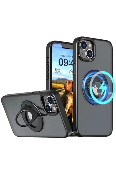 Akman ALLY iPhone 14 - iPhone 13 İçin Magsafe Uyumlu Yüzük Standlı Manyetik Silik - ACL6207375-2268 ürün görseli