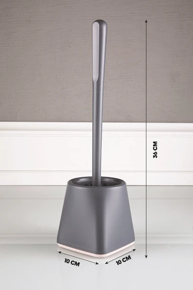 SAS Silikon Wc Tuvalet Banyo Fırçası Klozet Fırçası Kare Gri - 3