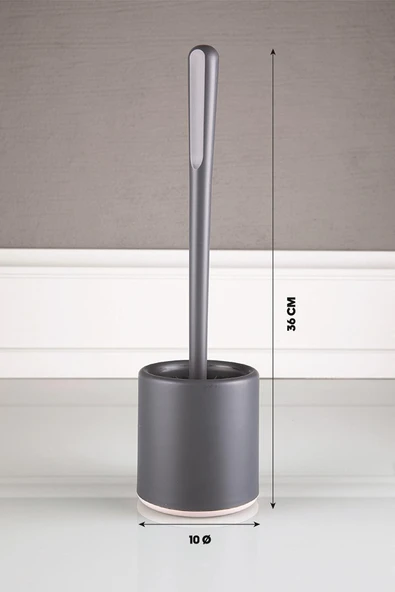 SAS Silikon Wc Tuvalet Banyo Fırçası Klozet Fırçası Oval Gri - 4