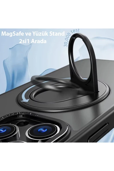 Akman ALLY iPhone 15 Pro Max İçin Magsafe Uyumlu Yüzük Standlı Manyetik Silikon K - ACL6207664-5298 - Resim 5