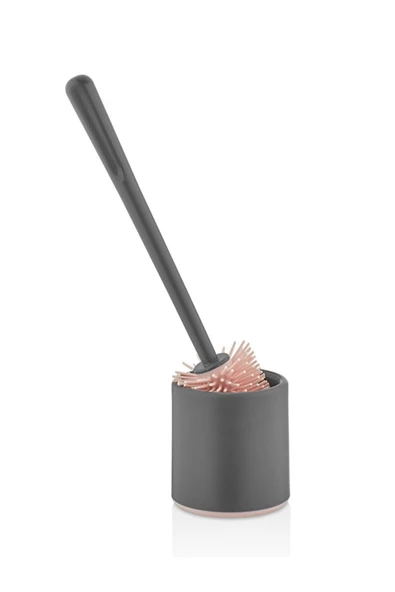 SAS Silikon Wc Tuvalet Banyo Fırçası Klozet Fırçası Oval Gri