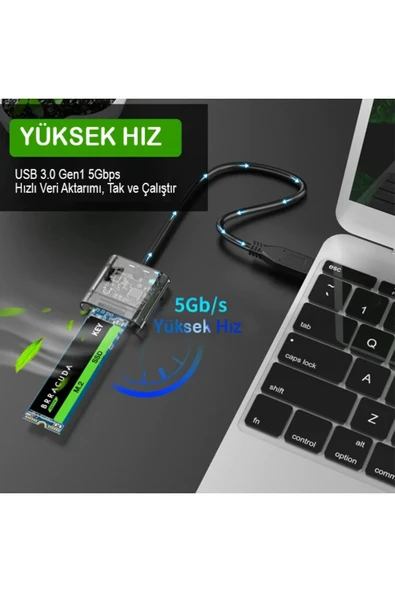 Akman ALLY M.2 Sata USB 3.0 Gen1 SSD Harddisk Kutusu M.2 NGFF- JMS578-(1903) - MKİ8305-7533 - Resim 4