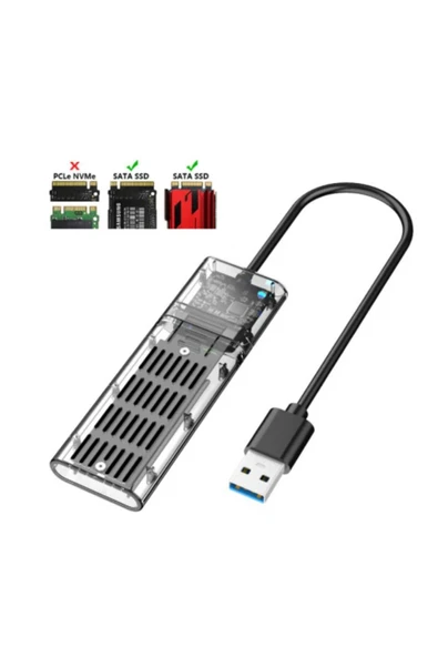 Akman ALLY M.2 Sata USB 3.0 Gen1 SSD Harddisk Kutusu M.2 NGFF- JMS578 Kapaklı-(1903) - ACL6202121-7610 - Resim 2