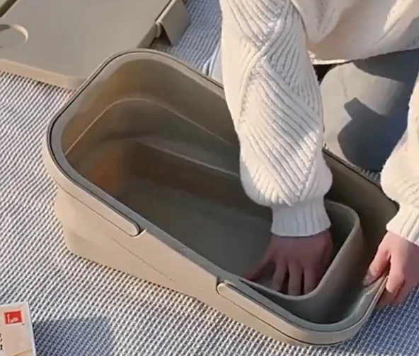 KATLANIR KOVA PİKNİK SEPETİ ÇOK FONKSİYONLU MASA TAŞIMA KUTUSU - 6