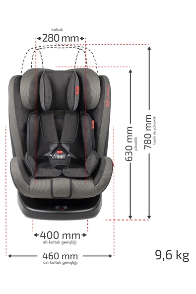 Heyner Kids Infiny Twist 0-36kg Isofix Oto Koltuğu ( 360° Dönebilir) Siyah - 8