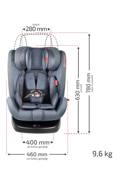 Heyner Kids Infiny Twist 0-36kg Isofix Oto Koltuğu ( 360° Dönebilir) Mavi - 8