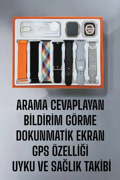 Akıllı Saat 7 Kordonlu Metal,Plastik Ve Hasır Kordon Seçeneği - Resim 2