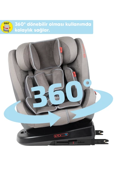 Heyner Kids Infiny Twist 0-36kg Isofix Oto Koltuğu ( 360° Dönebilir) Gri - 3