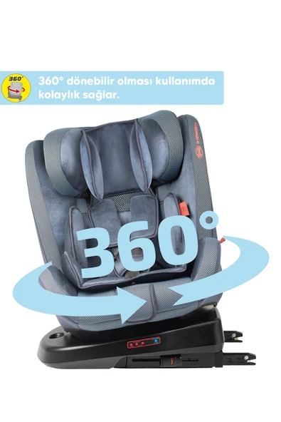 Heyner Kids Infiny Twist 0-36kg Isofix Oto Koltuğu ( 360° Dönebilir) Mavi - 3