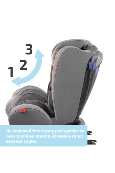 Heyner Kids Infiny Twist 0-36kg Isofix Oto Koltuğu ( 360° Dönebilir) Gri - 4