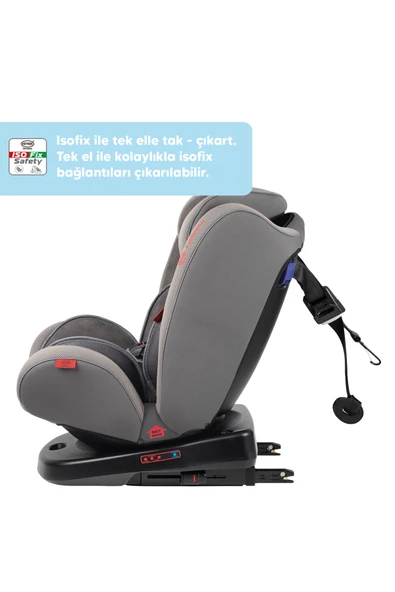 Heyner Kids Infiny Twist 0-36kg Isofix Oto Koltuğu ( 360° Dönebilir) Gri - 7
