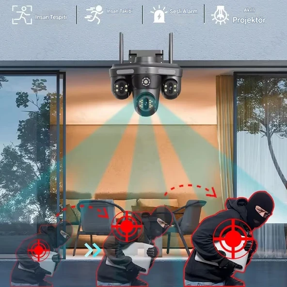 Avenir 256GB AV-S316 4 Kameralı 16MP 3 Ptz Dönebilen Wifi Sesli Kamera - Resim 4