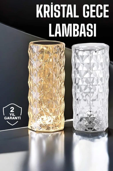 Gece Lambası Kristal Lamba Dokunmatik Şarjlı Hediyelik