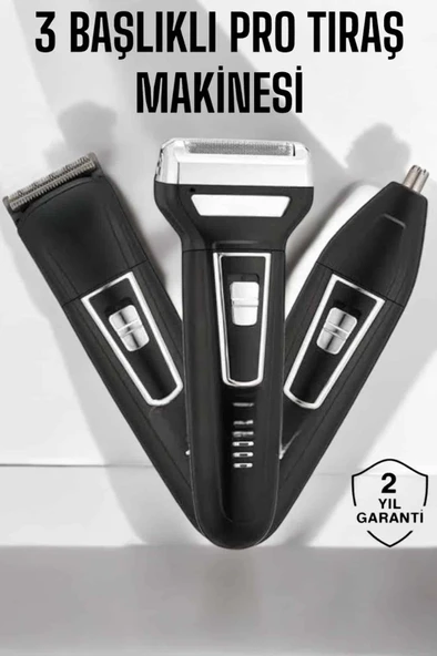 3 Başlıklı Profesyonel Tıraş Makinesi ürün görseli 1