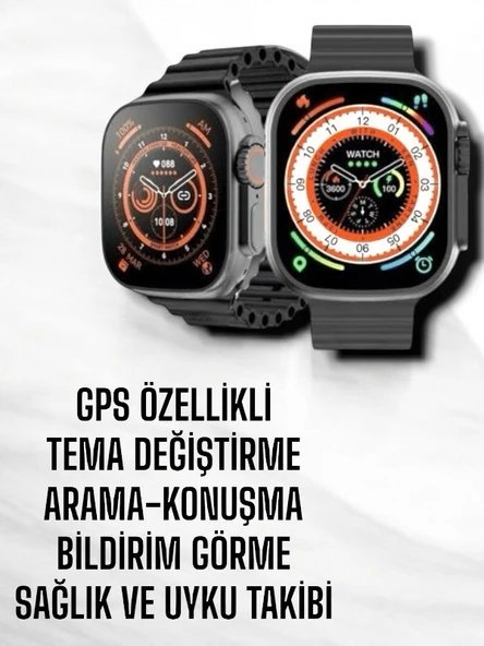 Yeni Nesil Ultra Akıllı Saat Titreşimli, Uyku & Sağlık Takibi, Çift Kordon - Resim 4