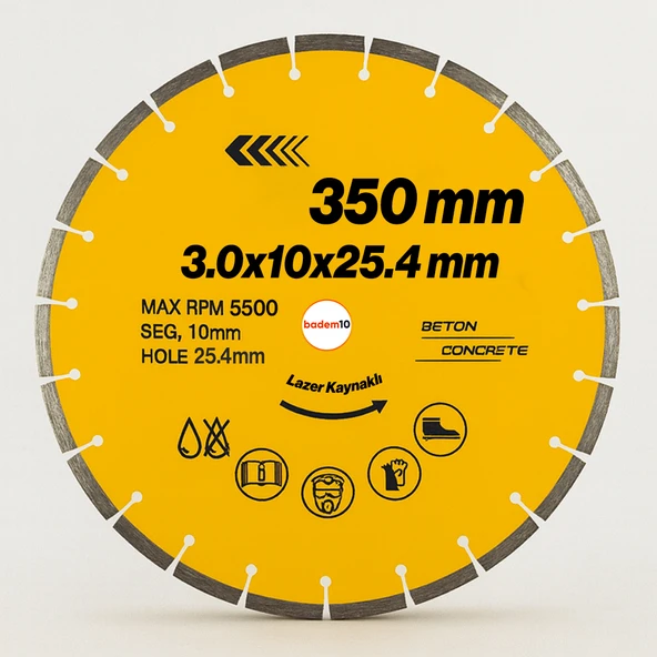 350 mm Lazer Kaynaklı Beton Kesme Testeresi Diski Beton Asfalt Tuğla Parke Fayans Elmas Kesim Disk ürün görseli