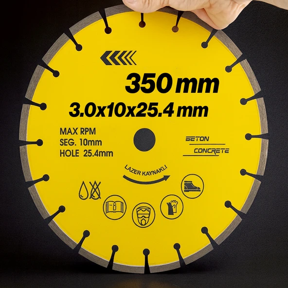 350 mm Lazer Kaynaklı Beton Kesme Testeresi Diski Beton Asfalt Tuğla Parke Fayans Elmas Kesim Disk - Resim 2