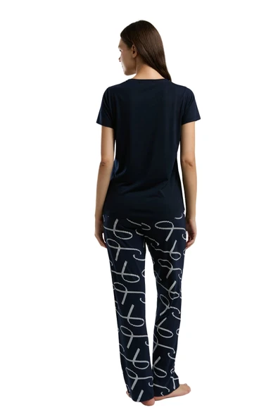 Arnetta Kadın Lacivert Kısa Kol Pijama Takım 3232 - Resim 3