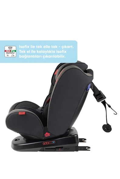 Heyner Kids Infiny Twist 0-36kg Isofix Oto Koltuğu ( 360° Dönebilir) Siyah - 7