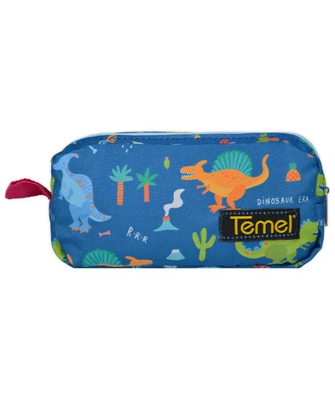 Temel Dinozor Desenli Lacivert Tek Gözlü Kalem Çantası ürün görseli