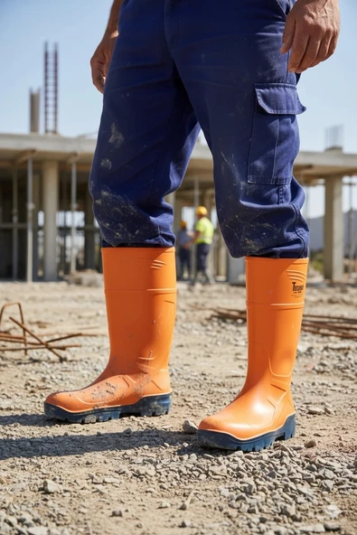 Techno Boots Poliüretan Soğuğa Dayanıklı Kısa Çelik Burunlu Turuncu Çizme ürün görseli