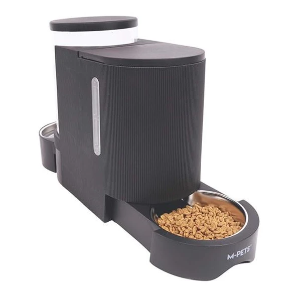 M-Pets Duplo Hazneli Kedi Köpek Mama ve Su Kabı Siyah 3Lt 1,8Kg - 2
